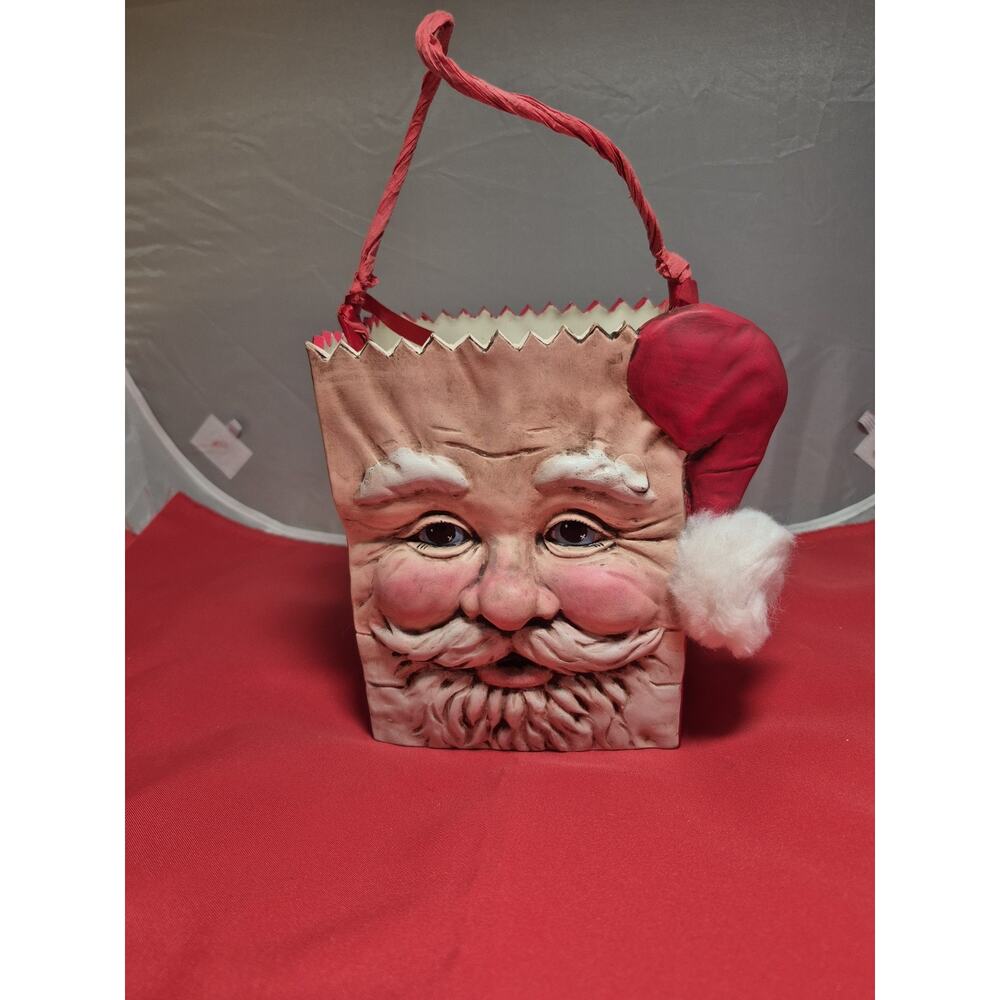💥 Vintage 1990s Ceramic Santa Claus Gift Bag A3